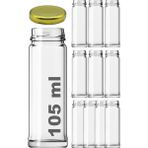 Afracam 105 cc Kavanoz Metal Gold Konserve Kapaklı 105 cc Şeffaf Uzun Cam Kavanoz 10 Adet - 105 ml