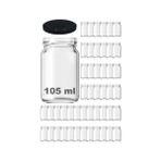 Afracam 105 cc Kavanoz Metal Siyah Konserve Kapaklı 105 cc Şeffaf Cam Kavanoz 48 Adet - 105 ml