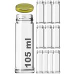 Afracam 105 ml Metal Gold Kapaklı 105 Cc Şeffaf Uzun Cam Kavanoz 10 Adet