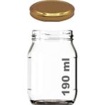 Afracam 190 ml Metal Gold Kapaklı Konserve Kavanozu 190 cc Şeffaf Bebek Mama Kavanoz 1 Adet - Altın