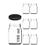 Afracam 190 ml Metal Kapaklı Konserve Kavanozu 190 cc Şeffaf Bebek Mama Kavanoz 6 Adet - Siyah