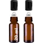 Afracam 20 Ml Çelik Roll On Şişesi 20 Cc Sızdırmaz Siyah Kapaklı Amber Cam Şişe 2 Adet - Kahverengi