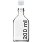 Afracam 200 cc Cold Brew Şeffaf 200 ml Sızdırmaz Beyaz Plastik Kapaklı Yassı Cam Şişe (Soğuk Kahve) 1 Adet