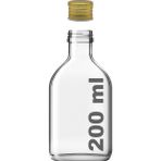 Afracam 200 cc Cold Brew Şeffaf 200 ml Sızdırmaz Gold Plastik Kapaklı Yassı Cam Şişe (Soğuk Kahve) 1 Adet - Metal Gold