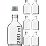 Afracam 200 cc Cold Brew Şeffaf 200 ml Sızdırmaz Gümüş Plastik Kapaklı Yassı Cam Şişe (Soğuk Kahve) 6 Adet - Metal Gümüş