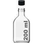 Afracam 200 cc Cold Brew Şeffaf 200 ml Sızdırmaz Siyah Plastik Kapaklı Yassı Cam Şişe 1 Adet (Soğuk Kahve)