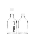 Afracam 200 ml Şeffaf Cold Brew Sızdırmaz Beyaz Plastik Kapaklı 200 Cc Soğuk Kahve Yassı Boş Cam Şişe 2 Adet