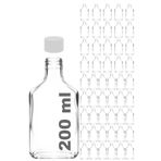 Afracam 200 ml Yassı Şeffaf Cold Brew Şişesi Beyaz Plastik Kapaklı 200 cc Soğuk Kahve Cam Şişe 50 Adet