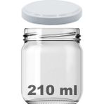 Afracam 210 cc Kavanoz Metal Beyaz Konserve Kapaklı 210 ml Şeffaf Cam Kavanoz 1 Adet