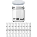 Afracam 210 cc Kavanoz Metal Beyaz Konserve Kapaklı 210 ml Şeffaf Cam Kavanoz 60 Adet