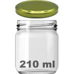 Afracam 210 cc Kavanoz Metal Gold Konserve Kapaklı 210 ml Şeffaf Cam Kavanoz 1 Adet