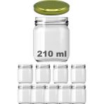 Afracam 210 cc Kavanoz Metal Gold Konserve Kapaklı 210 ml Şeffaf Cam Kavanoz 9 Adet