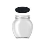 Afracam 210 cc Kavanoz Metal Siyah Konserve Kapaklı 210 ml Şeffaf Yumurta Cam Kavanoz 1 Adet