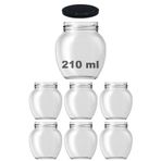 Afracam 210 ml Farklı Boyutlarda Kavanoz 210 cc Konserve Metal Kapaklı Cam Kavanoz 6 Adet (Şeffaf, 210 cc (Yumurta))