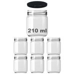Afracam 210 ml Farklı Boyutlarda Kavanoz 210 cc Konserve Metal Kapaklı Cam Kavanoz 6 Adet (Şeffaf, 210 cc)