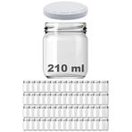 Afracam 210 ml Metal Beyaz Kapaklı Şeffaf Cam Kavanoz 60 Adet