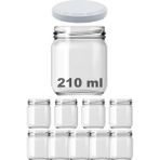 Afracam 210 Ml Metal Beyaz Kapaklı Şeffaf Cam Kavanoz 9 Adet