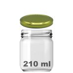 Afracam 210 ml Metal Gold Altın Konserve Kapaklı 210 Cc Şeffaf Cam Kavanoz 1 Adet