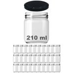 Afracam 210 Ml Metal Siyah Kapaklı Şeffaf Cam Kavanoz 30 Adet
