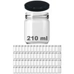 Afracam 210 Ml Metal Siyah Kapaklı Şeffaf Cam Kavanoz 60 Adet