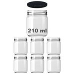 Afracam 210 ml Şeffaf Konserve Cam Kavanoz Metal Siyah Kapaklı 6 Adet (210 cc)