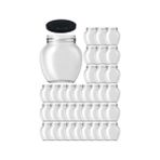 Afracam 210 ml Yumurta Şeffaf Cam Kavanoz Metal Siyah Kapaklı 36 Adet