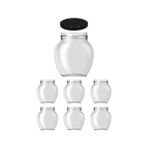 Afracam 210 ml Yumurta Şeffaf Cam Kavanoz Metal Siyah Kapaklı 6 Adet