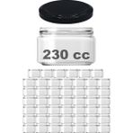 Afracam 230 cc Kavanoz Metal Siyah Konserve Kapaklı 230 ml Şeffaf Cam Kavanoz 48 Adet - Şeffaf - Siyah