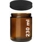 Afracam 230 ml Cam Kavanoz Amber Mumluk 230 Cc Metal Siyah Kapaklı Mum Kavanozu Kahverengi 1 Adet
