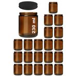 Afracam 230 ml Cam Kavanoz Amber Mumluk 230 Cc Metal Siyah Kapaklı Mum Kavanozu Kahverengi 20 Adet
