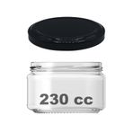 Afracam 230 ml Metal Siyah Konserve Kapaklı 230 Cc Şeffaf Magnolya Cam Kavanoz 1 Adet