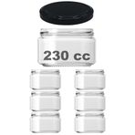 Afracam 230 ml Metal Siyah Konserve Kapaklı 230 Cc Şeffaf Magnolya Cam Kavanoz 6 Adet
