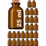 Afracam 25 ml Amber Kahverengi Şişe Mantar Tıpalı 25 Cc Hediyelik Nişan Süs Kolonya Cam Şişe 25 Adet