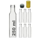 Afracam 250 ml Şeffaf Maraska Kilitli Kapaklı Ve Kapüşonlu Köşeli 250 Cc Boş Cam Şişe 6 Adet