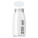 Afracam 250 ml Şeffaf Süt, Ayran, Limonata, Meşrubat Şişesi 250 Cc Plastik Kapaklı Boş Cam Şişe 6 Adet