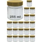 Afracam 255 ml Kavanoz Altın Derin Kapaklı 255 cc Şeffaf Reçel, Marmelat Cam Kavanoz Deep 20 Adet