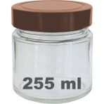 Afracam 255 ml Kavanoz Bakır Derin Kapaklı 255 cc Şeffaf Reçel, Marmelat Cam Kavanoz Deep 1 Adet