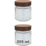 Afracam 255 ml Kavanoz Bakır Derin Kapaklı 255 cc Şeffaf Reçel, Marmelat Cam Kavanoz Deep 2 Adet
