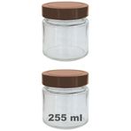 Afracam 255 ml Kavanoz Metal Derin Kapaklı 255 Cc Şeffaf Reçel, Marmelat Cam Kavanoz Deep 2 Adet (Bakır Kapak)