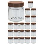 Afracam 255 ml Kavanoz Metal Derin Kapaklı 255 Cc Şeffaf Reçel, Marmelat Cam Kavanoz Deep 20 Adet (Bakır Kapak)