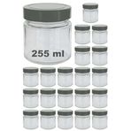Afracam 255 ml Kavanoz Metal Derin Kapaklı 255 Cc Şeffaf Reçel, Marmelat Cam Kavanoz Deep 20 Adet (Gümüş Kapak)