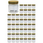 Afracam 255 ml Kavanoz Metal Derin Kapaklı 255 Cc Şeffaf Reçel, Marmelat Cam Kavanoz Deep 50 Adet (Altın Kapak)
