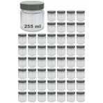 Afracam 255 ml Kavanoz Metal Derin Kapaklı 255 Cc Şeffaf Reçel, Marmelat Cam Kavanoz Deep 50 Adet (Gümüş Kapak)