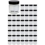 Afracam 255 ml Kavanoz Metal Derin Kapaklı 255 Cc Şeffaf Reçel, Marmelat Cam Kavanoz Deep 50 Adet (Siyah Kapak)
