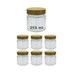 Afracam 255 ml Kavanoz Metal Derin Kapaklı 255 Cc Şeffaf Reçel, Marmelat Cam Kavanoz Deep 6 Adet (Altın Kapak)