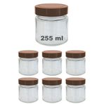 Afracam 255 ml Kavanoz Metal Derin Kapaklı 255 Cc Şeffaf Reçel, Marmelat Cam Kavanoz Deep 6 Adet (Bakır Kapak)