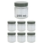 Afracam 255 ml Kavanoz Metal Derin Kapaklı 255 Cc Şeffaf Reçel, Marmelat Cam Kavanoz Deep 6 Adet (Gümüş Kapak)