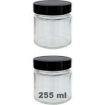 Afracam 255 ml Kavanoz Siyah Derin Kapaklı 255 cc Şeffaf Reçel, Marmelat Cam Kavanoz Deep 2 Adet