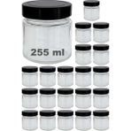 Afracam 255 ml Kavanoz Siyah Derin Kapaklı 255 cc Şeffaf Reçel, Marmelat Cam Kavanoz Deep 20 Adet