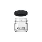 Afracam 29 cc Kavanoz Metal Siyah Konserve Kapaklı 29 ml Şeffaf Küçük Cam Kavanoz 1 Adet
